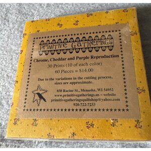 Primitive Gatherings Chrome Cheddar & Purple Reproduction Fabric 5"x5" Precut Sq